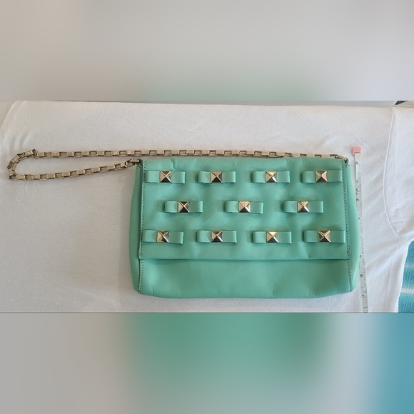 Kate Spade mint green purse with stud and bowties - Picture 5 of 8